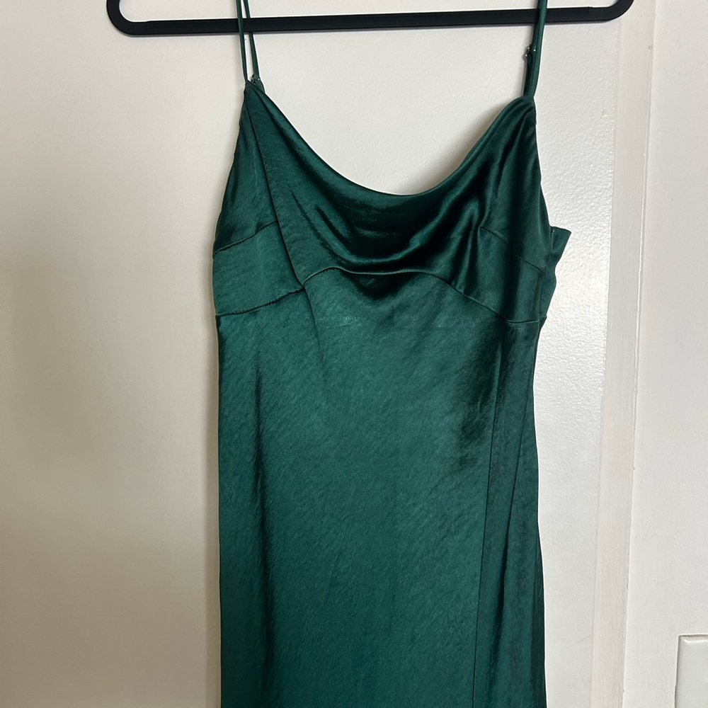 Elegant Green Satin Slip Dress
